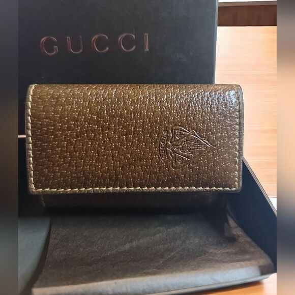 Gucci New Vintage Rare Brown Key and Card Holder with Box - Picture 2 of 10
